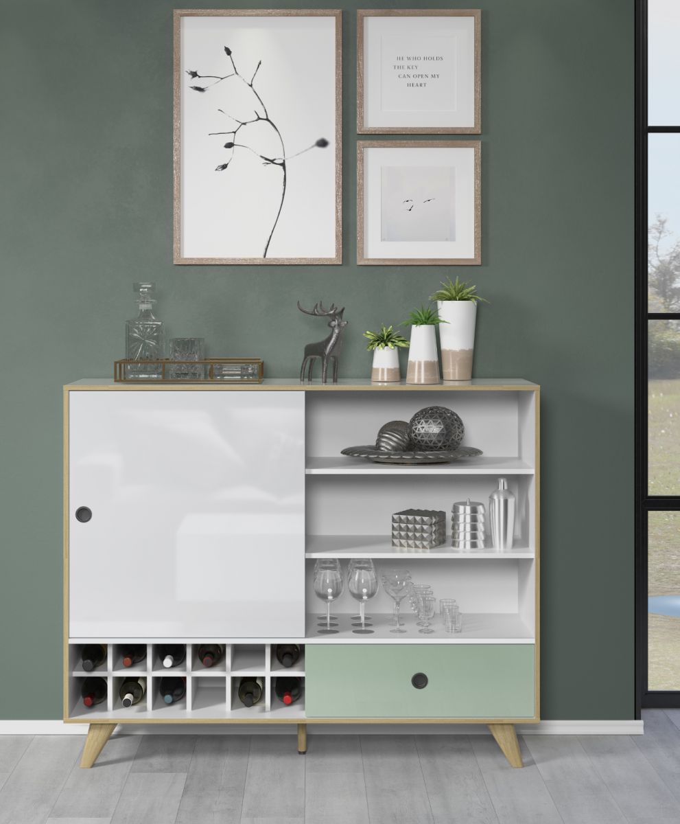 Highboard Adelaide In Wei Hochglanz Lack Und Gr N