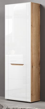 Garderobenschrank Marlon in wei Hochglanz und Evoke Eiche Garderobe oder groer Schuhschrank 65 x 203 cm