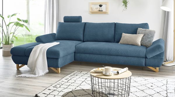 Ecksofa Skalm in blau Struktur-Stoff Wohnzimmer Sofa