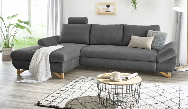 Ecksofa Skalm in grau Struktur-Stoff Wohnzimmer Sofa