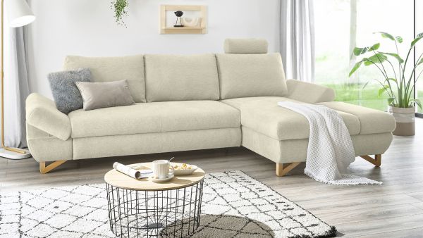 Ecksofa Skalm in beige Struktur-Stoff Wohnzimmer Sofa