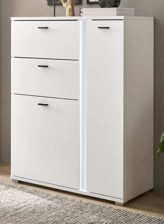 Highboard Bellport in wei matt Kommode inklusive Frontbeleuchtung 100 x 125 cm