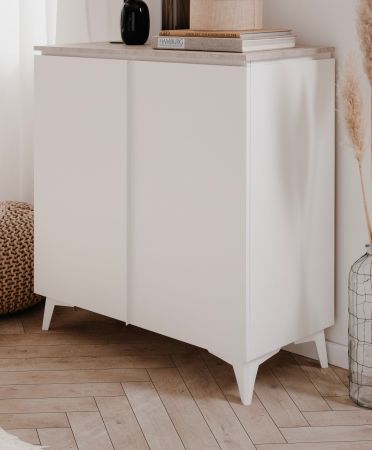 Kommode Visby in wei und Sandstein Wohn- und Esszimmer Sideboard 88 x 92 cm