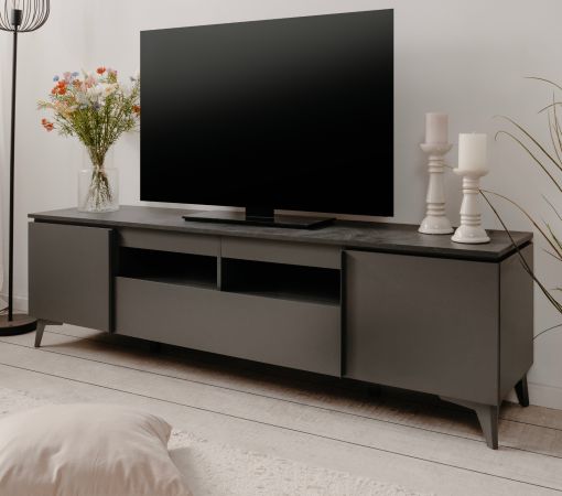 TV-Lowboard Visby in grau und Schiefer TV Unterteil 177 cm