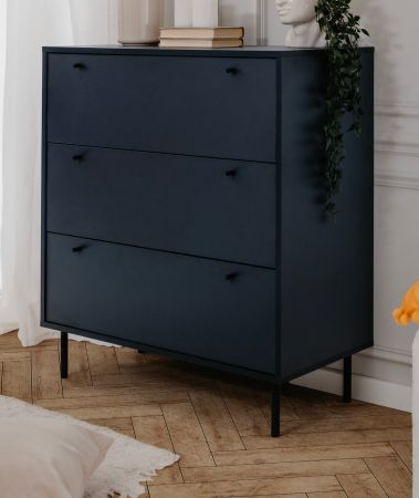 Kommode Barina in blau Wohn- und Esszimmer Schubladenkommode 80 x 90 cm