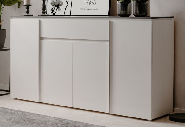 Sideboard Briec in wei Glanz und Matera grau Kommode 178 cm