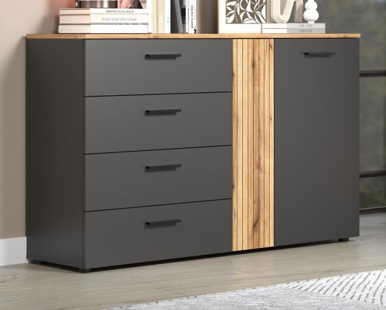 Sideboard Esteban in grau und Evoke Eiche Kommode 139 cm