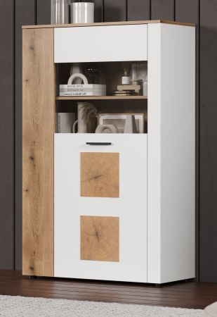 Vitrine Vianna in wei und Evoke Eiche Highboard 90 x 146 cm