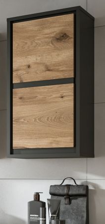 Badezimmer Hngeschrank Malik in Nox Eiche und grau Badschrank hngend 35 x 69 cm