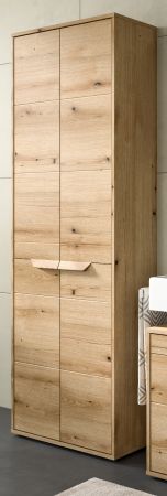 Badezimmer Hochschrank Celia in Evoke Eiche Badschrank mit Soft-Close 64 x 189 cm