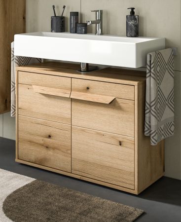 Waschbeckenunterschrank Celia in Evoke Eiche Badezimmer Unterschrank mit Soft-Close 84 cm