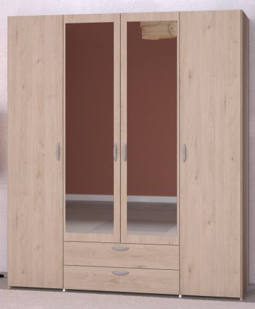 Kleiderschrank Enjour in Jackson Eiche Drehtrenschrank 4-trig mit Spiegel 160 x 185 cm