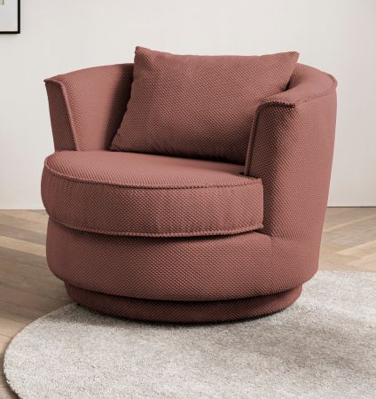 Drehsessel Comfy in terracotta Web-Velours Sessel 360 drehbar inklusive Kissen