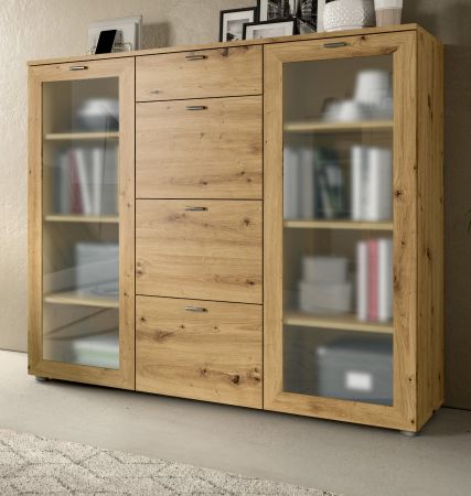 Kommode Dante in Artisan Eiche Sideboard 135 x 115 cm, Soft-Close-Funktion