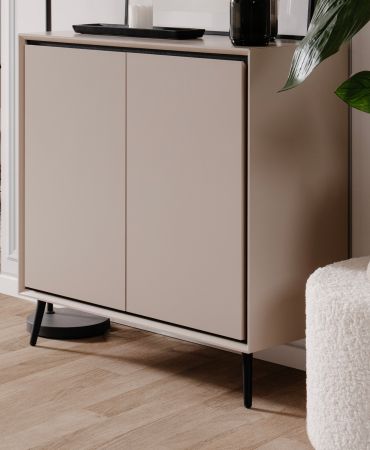 Kommode Brebbia in sand und schwarz Sideboard 90 cm, Soft-Close-Funktion