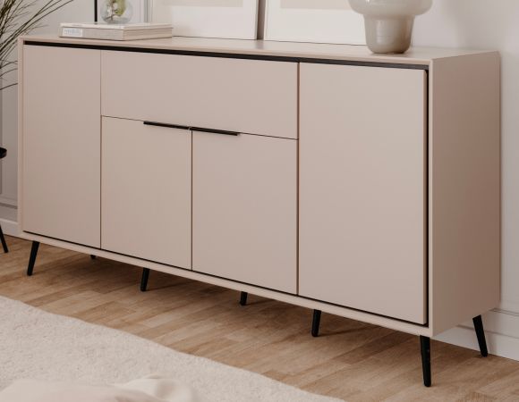 Sideboard Brebbia in sand und schwarz Kommode 175 cm, Soft-Close-Funktion