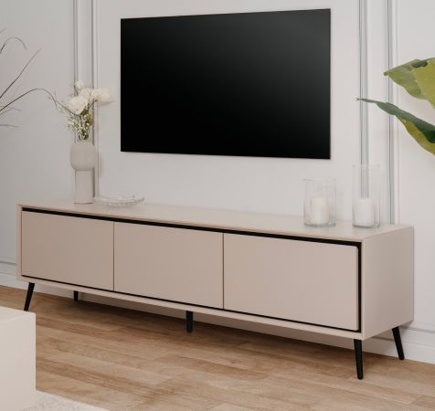 TV-Lowboard Brebbia in sand und schwarz TV Unterteil 175 cm