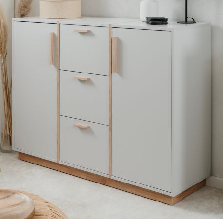 Kommode Hanno in grau und Hickory Walnuss Sideboard 125 x 94 cm