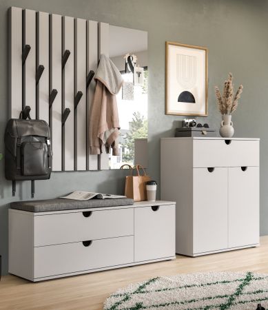 Garderobe Set 3-teilig Aliaga in grau und schwarz Garderobenkombination 215 cm