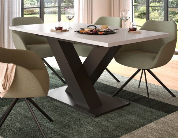 Esstisch Home-X in wei und grau Tisch ausziehbar 150 - 190 cm