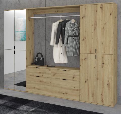 Garderobe Set Line-Up in Artisan Eiche Garderobenschrank mit Spiegel 243 x 193 cm