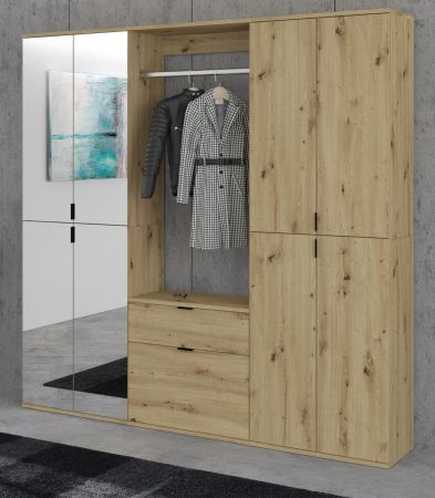 Garderobe Set Line-Up in Artisan Eiche Garderobenschrank mit Spiegel 183 x 193 cm