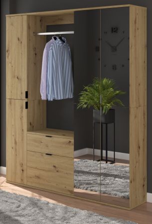 Garderobe Set Line-Up in Artisan Eiche Garderobenschrank mit Spiegel 152 x 193 cm