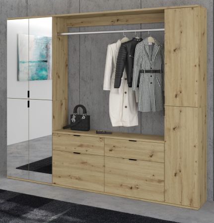 Garderobe Set Line-Up in Artisan Eiche Garderobenschrank mit Spiegel 212 x 193 cm