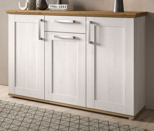 Sideboard Mirano in wei Lrche und Eiche Artisan Landhaus Kommode 137 cm