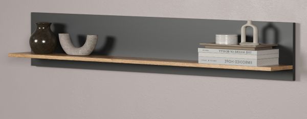 Wandboard Esteban in grau und Evoke Eiche Wandregal 150 x 25 cm