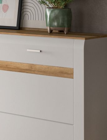 Sideboard Darell in grau und Riviera Eiche Kommode 185 cm, Soft-Close