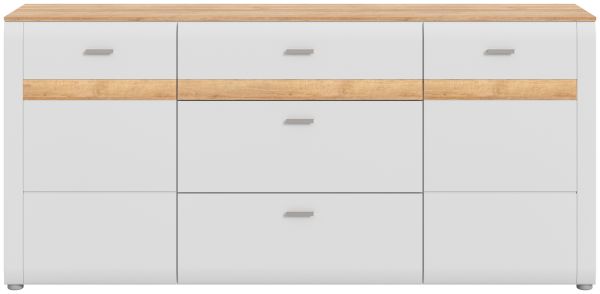 Sideboard Darell in grau und Riviera Eiche Kommode 185 cm, Soft-Close