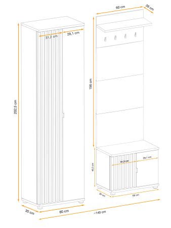 Garderobe Set 3-teilig Collin in Jackson Eiche und schwarz Garderobenkombination mit 3-D Lamellen