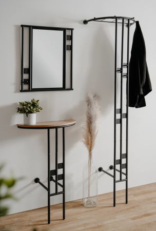 Garderobe Set 3-teilig Kilby in schwarz Metall Garderobenkombination 130 cm