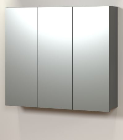 Badezimmer Spiegelschrank Bliss in grau Badschrank 3-trig 90 cm