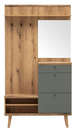 Garderobe Juna in Evoke Eiche und Salbei Kompaktgarderobe skandinavisch 110 x 200 cm