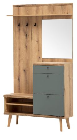 Garderobe Juna in Evoke Eiche und Salbei Kompaktgarderobe skandinavisch 110 x 200 cm