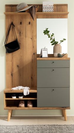 Garderobe Set 3-teilig Juna in Evoke Eiche und Salbei Garderobenkombination skandinavisch 227 x 200 cm