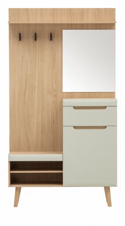 Garderobe Isgard in Pistazie matt und Scandi Eiche Kompaktgarderobe skandinavisch 110 x 197 cm