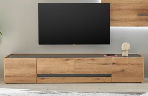 TV-Lowboard Center in Evoke Eiche und grau TV-Unterteil 220 cm TV-Board XL