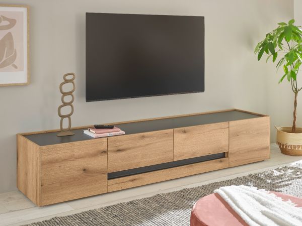 TV-Lowboard Center in Evoke Eiche und grau TV-Unterteil 220 cm TV-Board XL