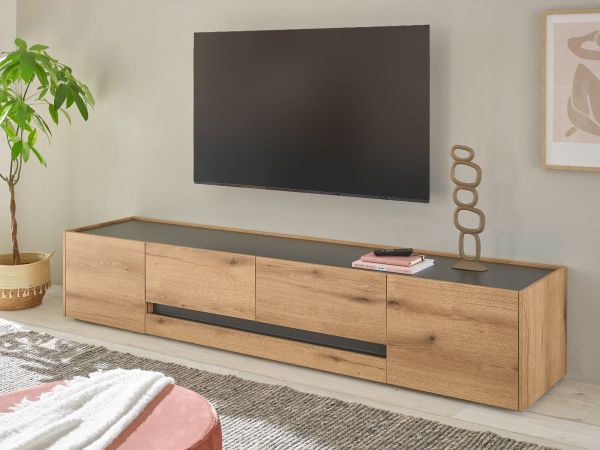 TV-Lowboard Center in Evoke Eiche und grau TV-Unterteil 220 cm TV-Board XL