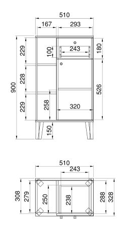 Badezimmer Kommode Torsby in grau und Evoke Eiche Badkommode 51 x 90 cm