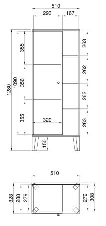 Badezimmer Midischrank Torsby in grau und Evoke Eiche Badmbel Kommode 51 x 128 cm