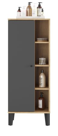 Badezimmer Midischrank Torsby in grau und Evoke Eiche Badmbel Kommode 51 x 128 cm