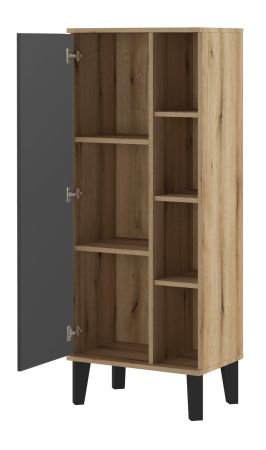 Badezimmer Midischrank Torsby in grau und Evoke Eiche Badmbel Kommode 51 x 128 cm