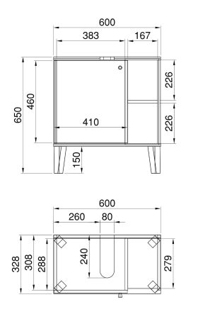 Waschbeckenunterschrank Torsby in grau und Evoke Eiche Badezimmer Unterschrank 60 cm