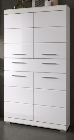 Badezimmer Midischrank Shawn in wei Hochglanz Badschrank 74 x 141 cm