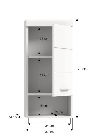 Badezimmer Hngeschrank Shawn in wei Hochglanz Badschrank hngend 37 x 79 cm