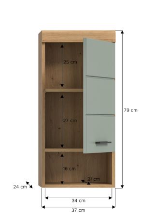 Badezimmer Hngeschrank Shawn in Salbei und Artisan Eiche Badschrank hngend 37 x 79 cm